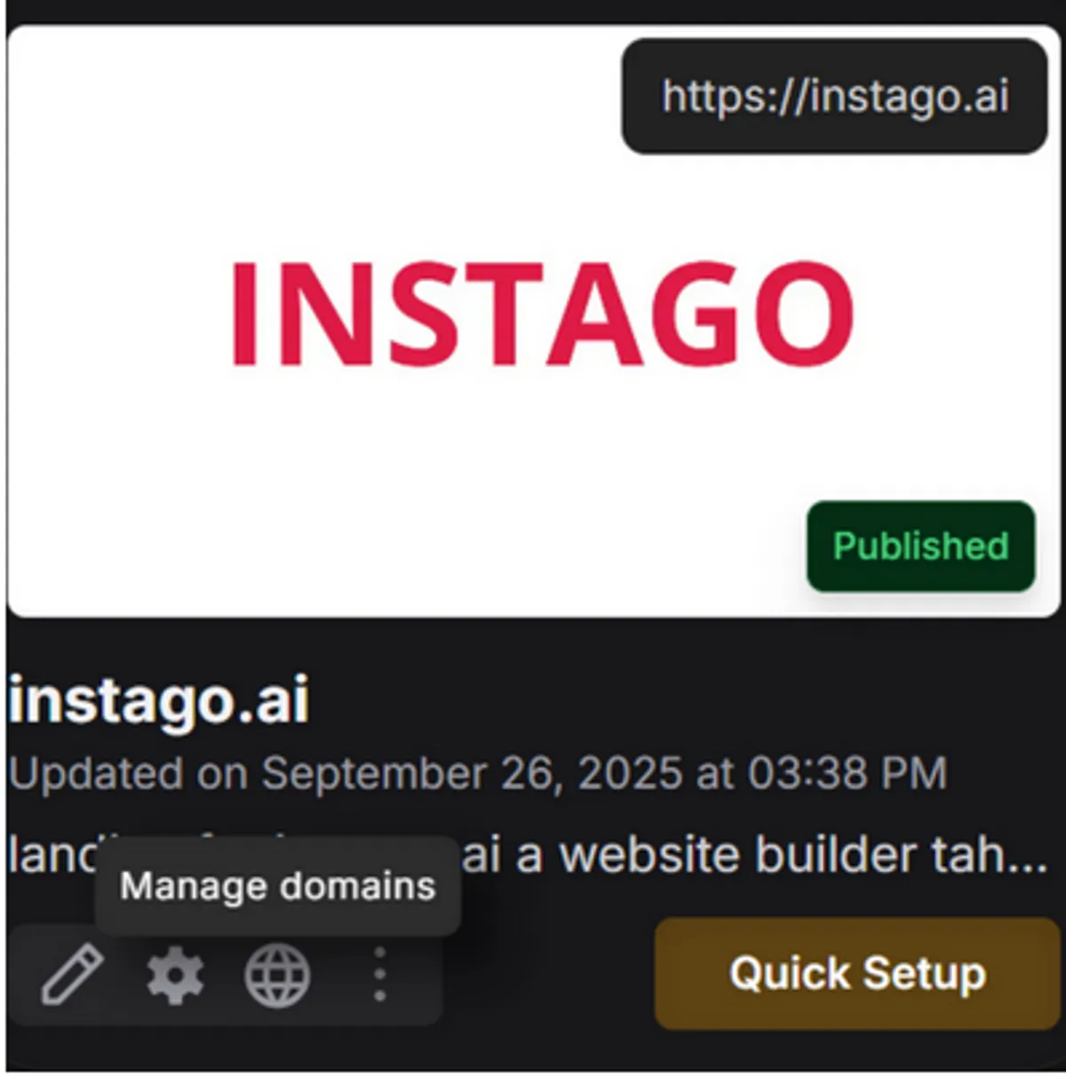 How to attach domain instago.ai